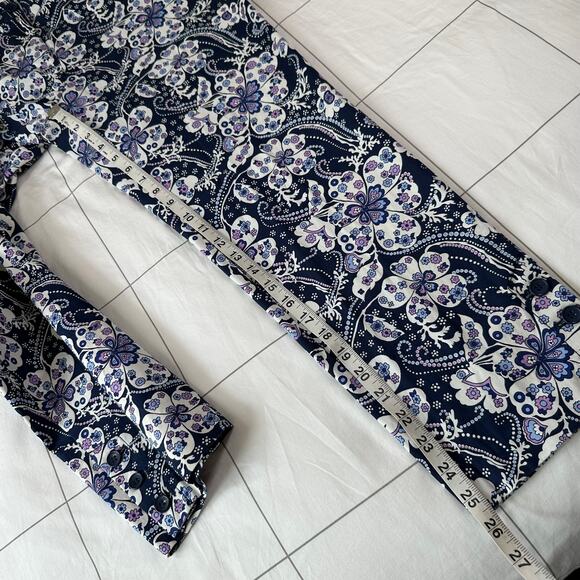 Talbots Pants Womens 8 Blue Purple Floral Paisley Perfect Cropped Ankle Classic - Picture 9 of 10